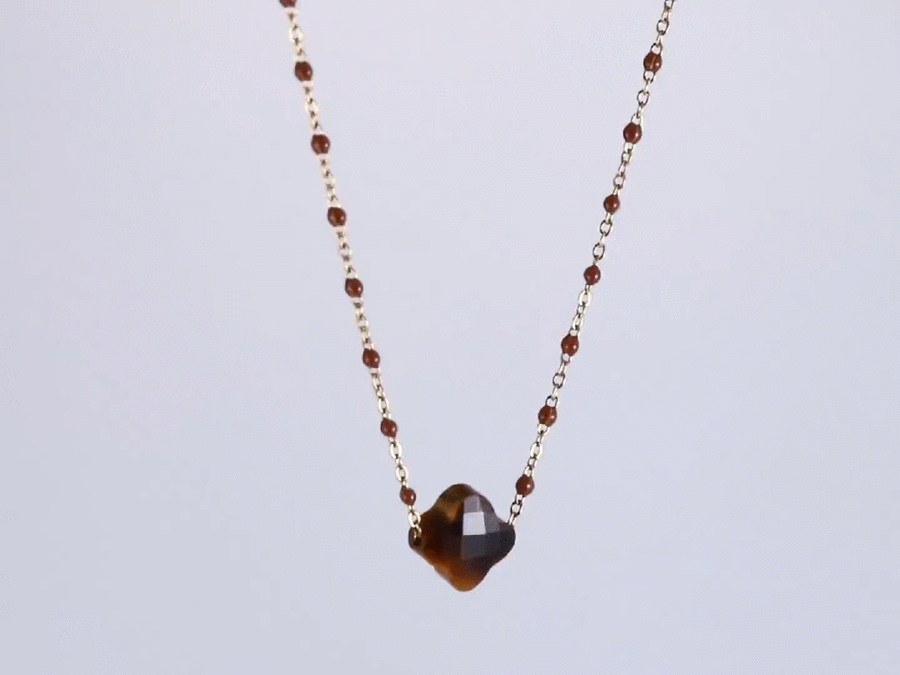 MNSS43 STAINLESS STEEL NECKLACE WITH STONE & EPOXY
