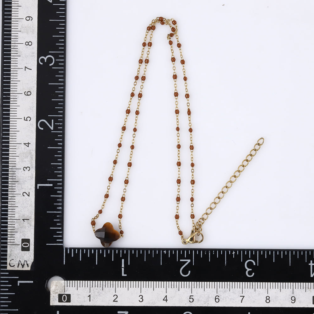 MNSS43 STAINLESS STEEL NECKLACE WITH STONE & EPOXY