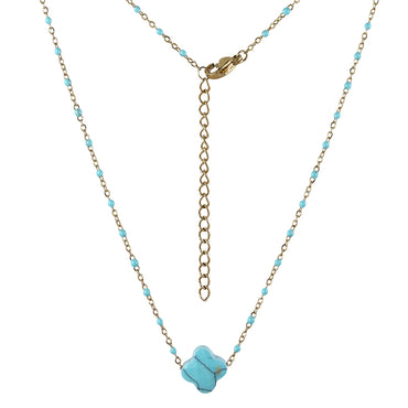 MNSS43 STAINLESS STEEL NECKLACE WITH STONE & EPOXY