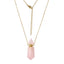 MNSS44 STAINLESS STEEL NECKLACE WITH NATURAL STONE PERFUME BOTTLE - GOLD/PINK QUARTZ / 450+50 * 1.5 * 42 * 15 / 304+316 STAINLESS STEEL+NTURAL STONE