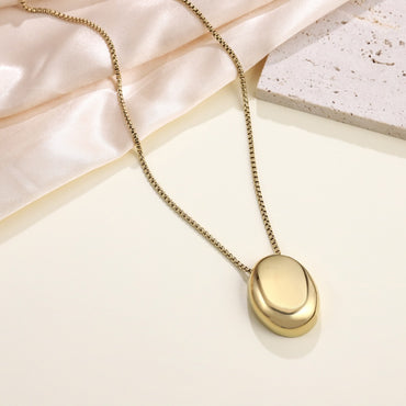 MNSS52 STAINLESS STEEL NECKLACE WITH OVAL PENDANT