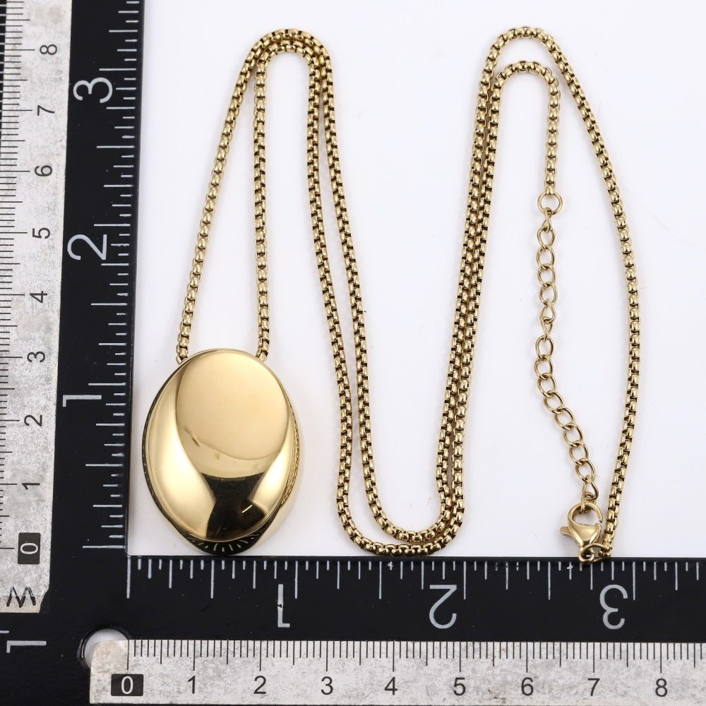 MNSS52 STAINLESS STEEL NECKLACE WITH OVAL PENDANT