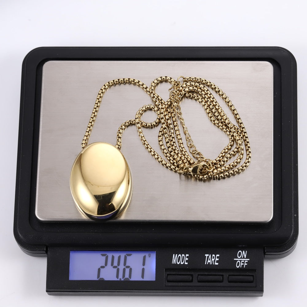 MNSS52 STAINLESS STEEL NECKLACE WITH OVAL PENDANT