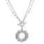MNSS54 STAINLESS STEEL T-BAR NECKLACE WITH TWISTED ROUND HOLLOW CHARM
