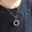 MNSS54 STAINLESS STEEL T-BAR NECKLACE WITH TWISTED ROUND HOLLOW CHARM