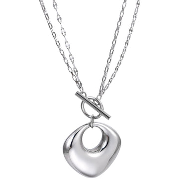 MNSS55 STAINLESS STEEL T-BAR NECKALCE WITH HOLLOW CHARM