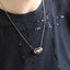 MNSS56 STAINLESS STEEL NECKLACE CHUNKEY HEART PENDANT AND ROUND SNAKE CHAIN
