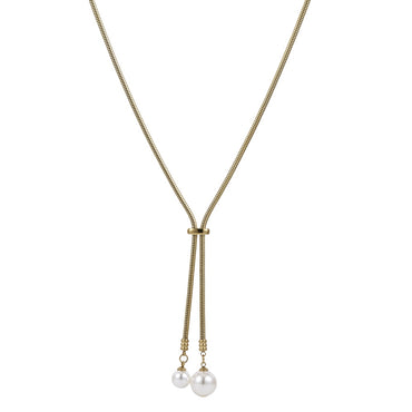 MNSS59 STAINLESS STEEL ROUND SNAKE CHAIN WITH SHELL PEARL