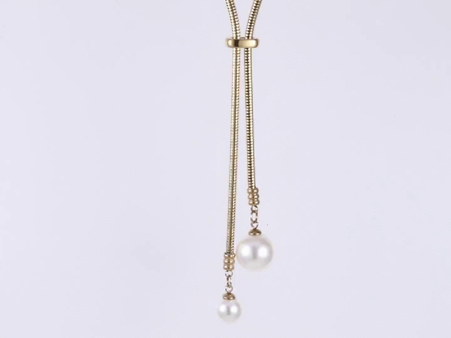 MNSS59 STAINLESS STEEL ROUND SNAKE CHAIN WITH SHELL PEARL