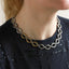 MNSS61 STAINLESS STEEL TWO TONE DIA SHAPE CHAIN LINK NECKLACE