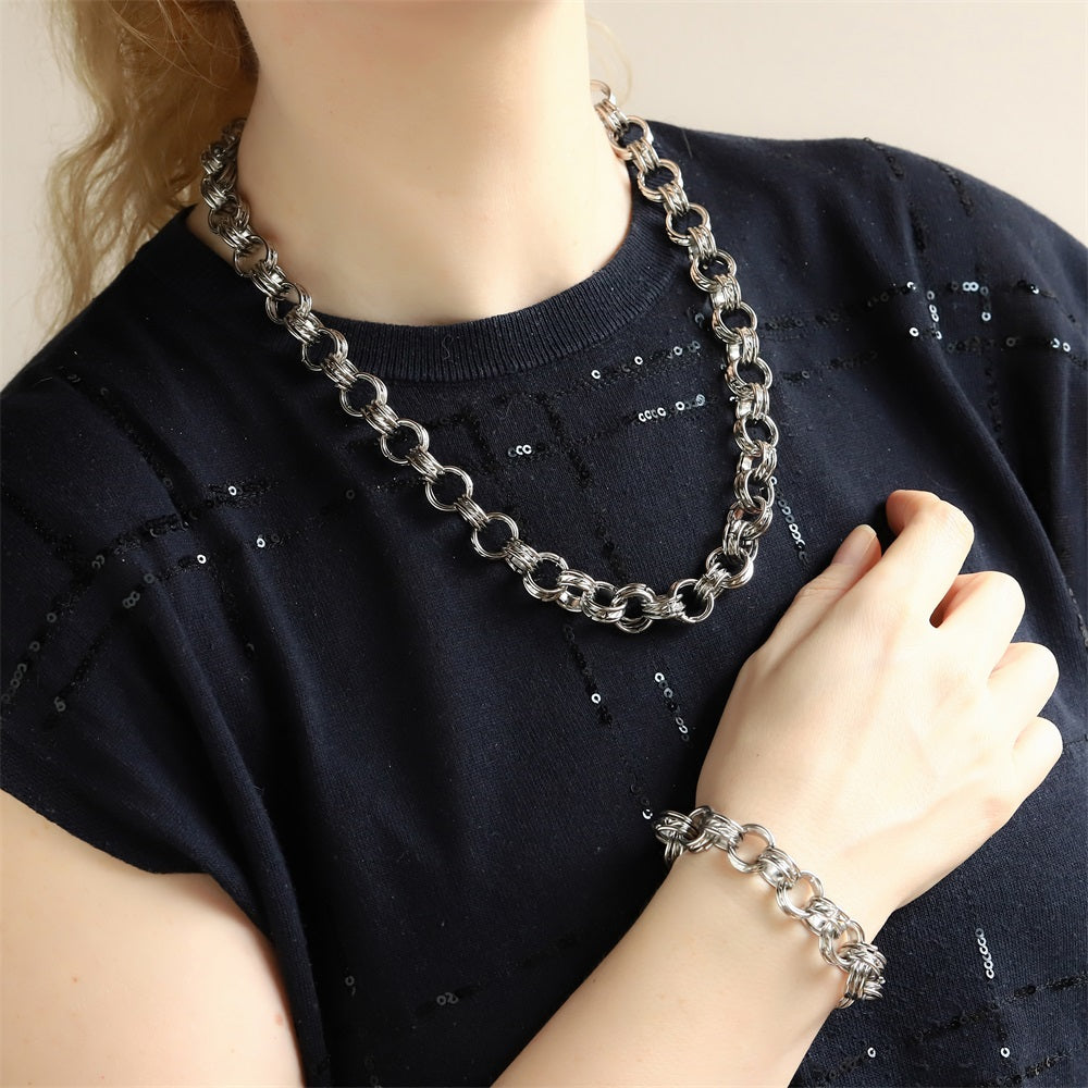 MBSS210 STAINLESS STEEL BRACELET WITH MULTI RINGS