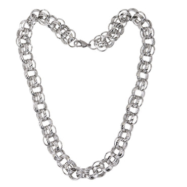 MNSS62 STAINLESS STEEL NECKLACE WITH MULTI RINGS
