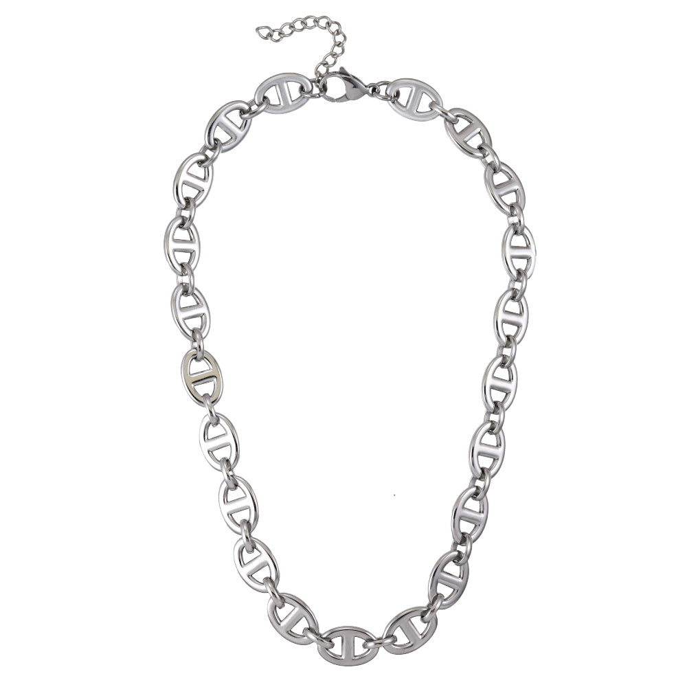 MNSS63 STAINLESS STEEL OVAL LINK CHAIN NECKLACE