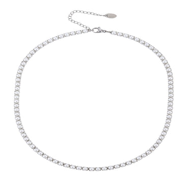 MNSS66 STAINLESS STEEL TENNIS NECKLACE WITH SHELL PEARL