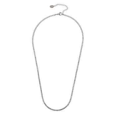 MNSS68 STAINLESS STEEL TENNIS NECKLACE WITH ROUND CZ
