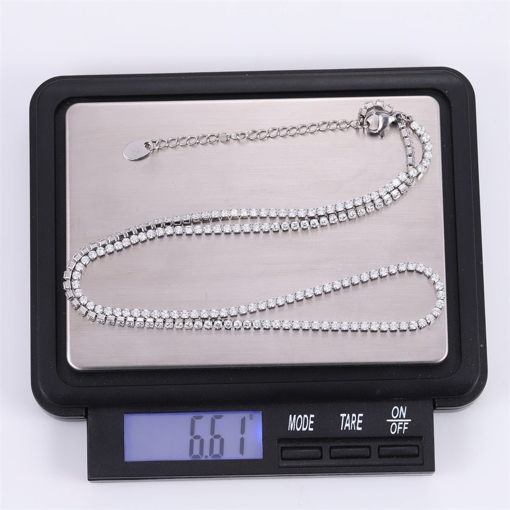 MNSS68 STAINLESS STEEL TENNIS NECKLACE WITH ROUND CZ
