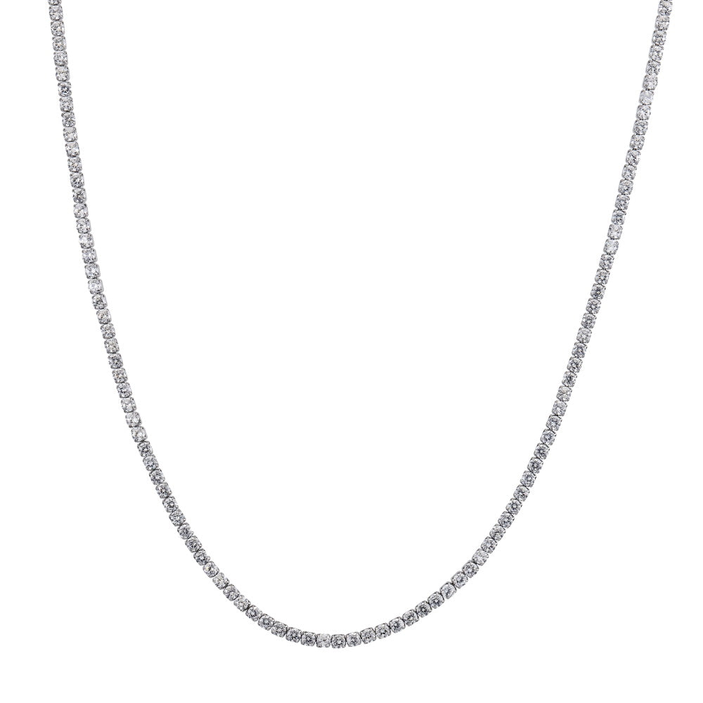 MNSS68 STAINLESS STEEL TENNIS NECKLACE WITH ROUND CZ