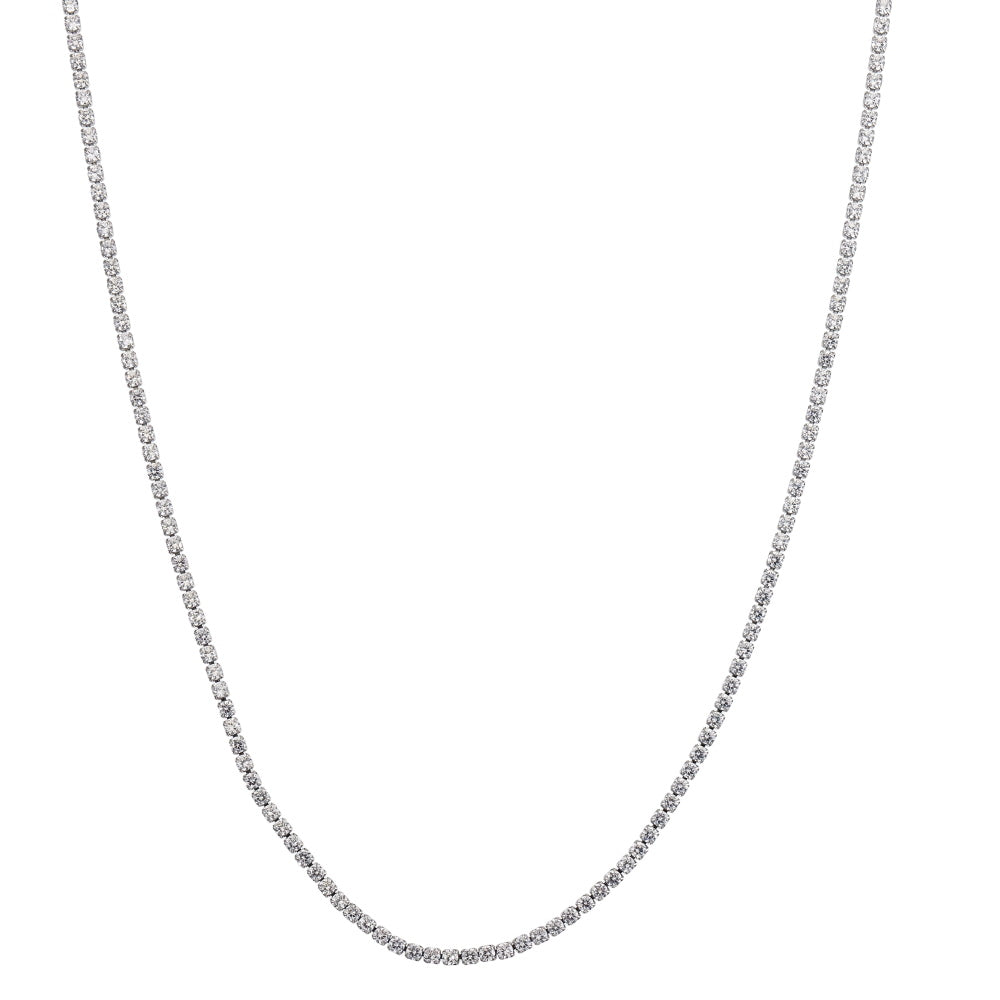 MNSS68 STAINLESS STEEL TENNIS NECKLACE WITH ROUND CZ