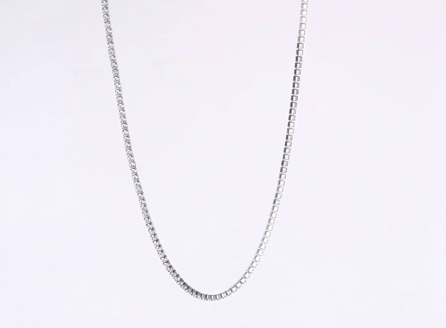 MNSS68 STAINLESS STEEL TENNIS NECKLACE WITH ROUND CZ
