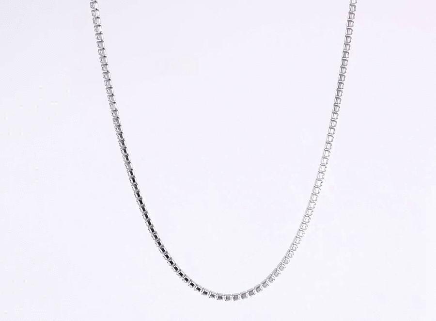MNSS68 STAINLESS STEEL TENNIS NECKLACE WITH ROUND CZ