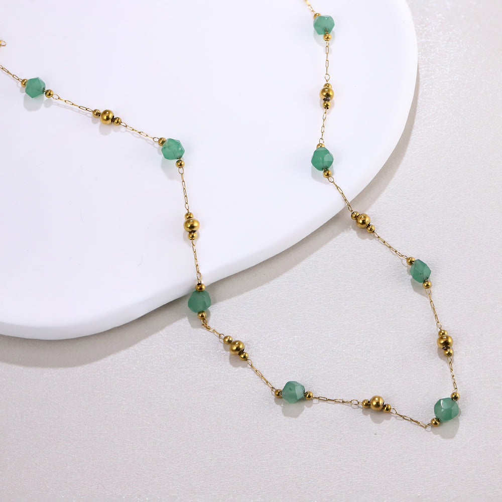MNSS69 STAINLESS STEEL NECKLACE WITH BEADS