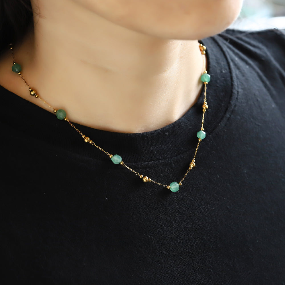 MNSS69 STAINLESS STEEL NECKLACE WITH BEADS