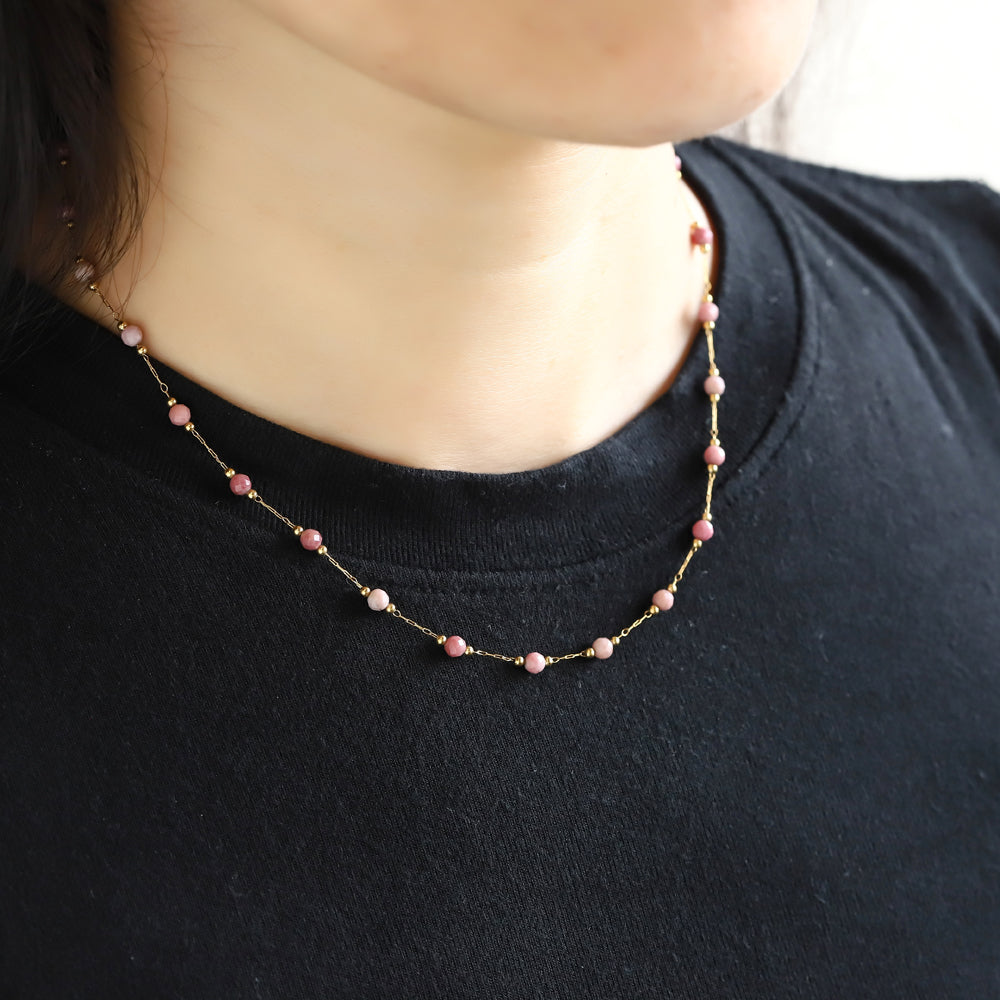 MNSS70 STAINLESS STEEL NECKLACE WITH BEADS