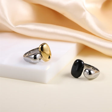 AAB two-tone stainless steel ring in silver and gold finish, minimalist unisex jewelry, OEM ODM manufacturer