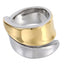 AAB two-tone stainless steel ring in silver and gold finish, fluid design, OEM ODM custom jewelry manufacturer