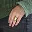 AAB stainless steel ring in polished gold finish with modern sculptural shape, custom unisex jewelry supplier
