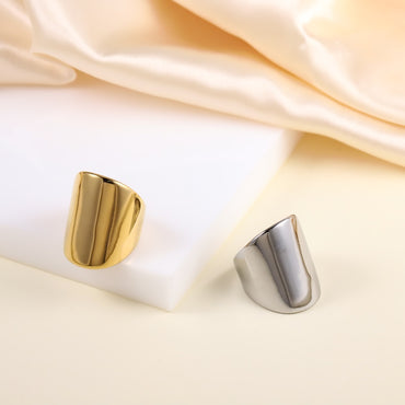 AAB dome stainless steel ring in polished gold finish, minimalist modern design, unisex jewelry supplier