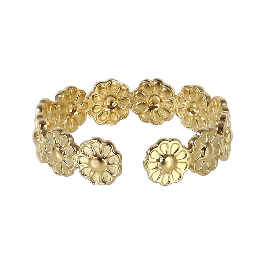 MRSS22 STAINLESS STEEL ADJUSTABLE DAISY OPEN RING