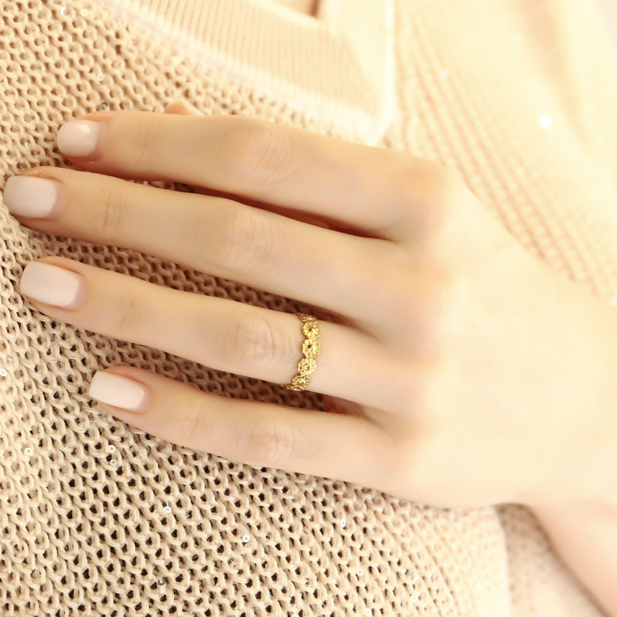 MRSS22 STAINLESS STEEL ADJUSTABLE DAISY OPEN RING