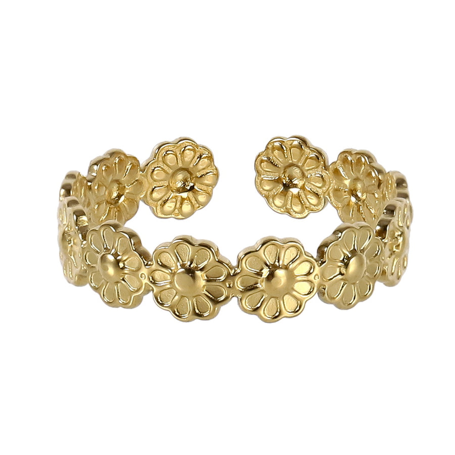 MRSS22 STAINLESS STEEL ADJUSTABLE DAISY OPEN RING