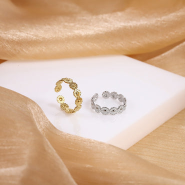MRSS22 STAINLESS STEEL ADJUSTABLE DAISY OPEN RING
