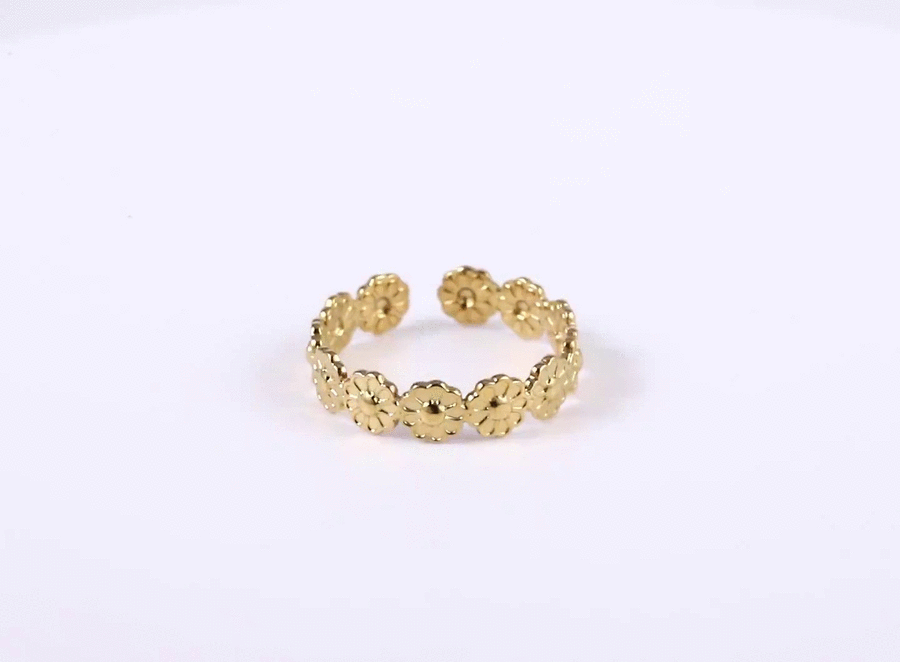 MRSS22 STAINLESS STEEL ADJUSTABLE DAISY OPEN RING