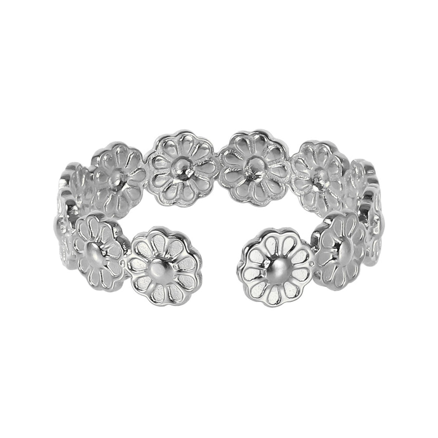 MRSS22 STAINLESS STEEL ADJUSTABLE DAISY OPEN RING