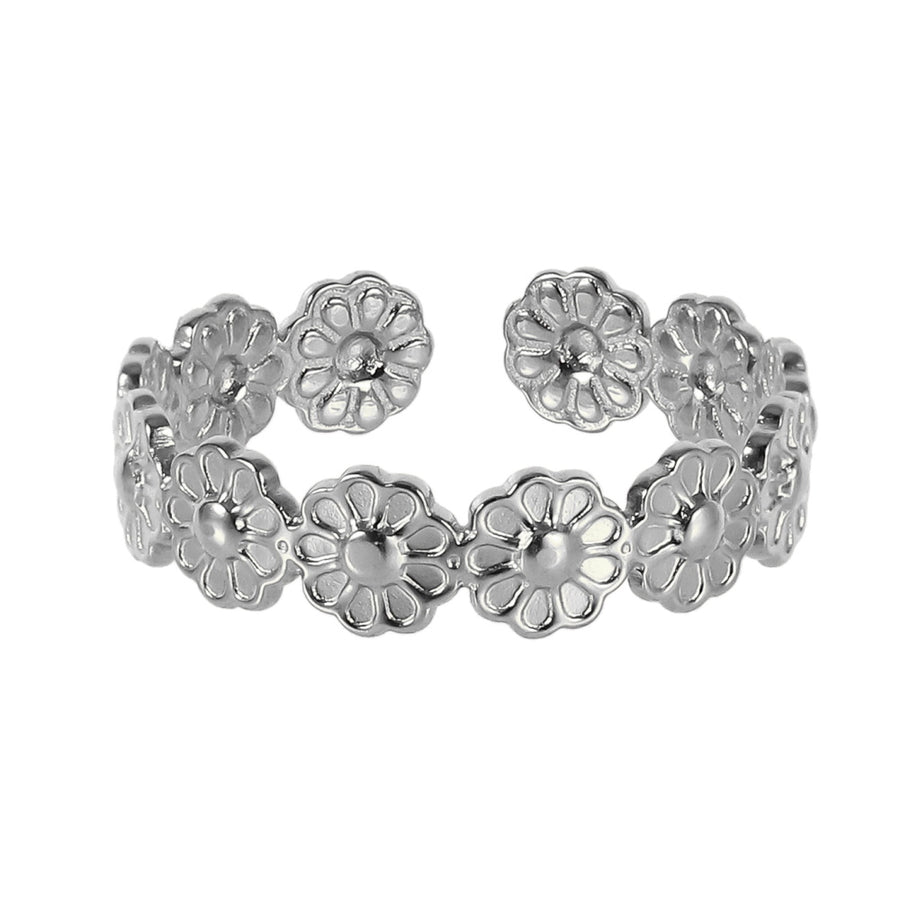 MRSS22 STAINLESS STEEL ADJUSTABLE DAISY OPEN RING