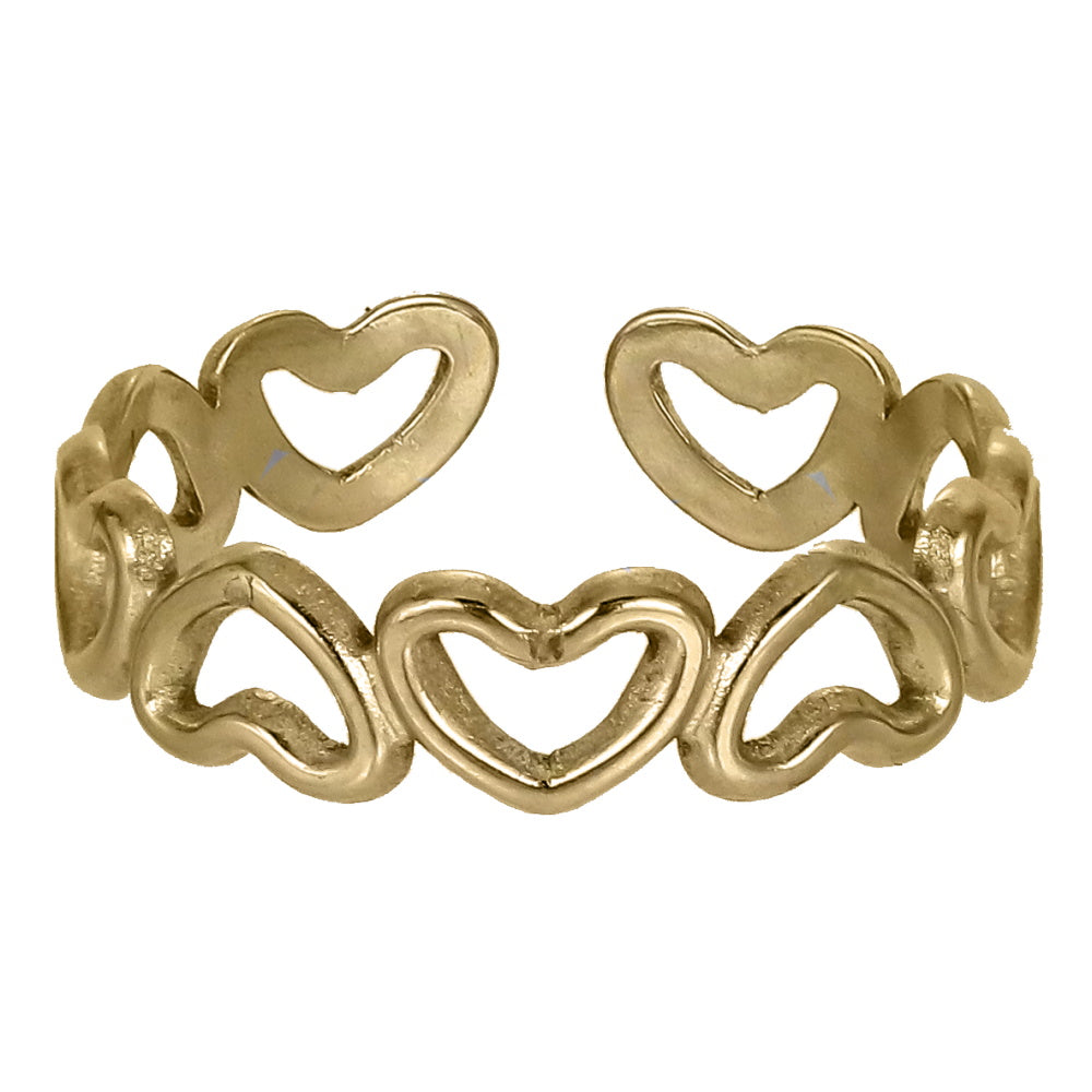 MRSS26 STAINLESS STEEL ADJUSTABLE HOLLOW HEART OPEN RING