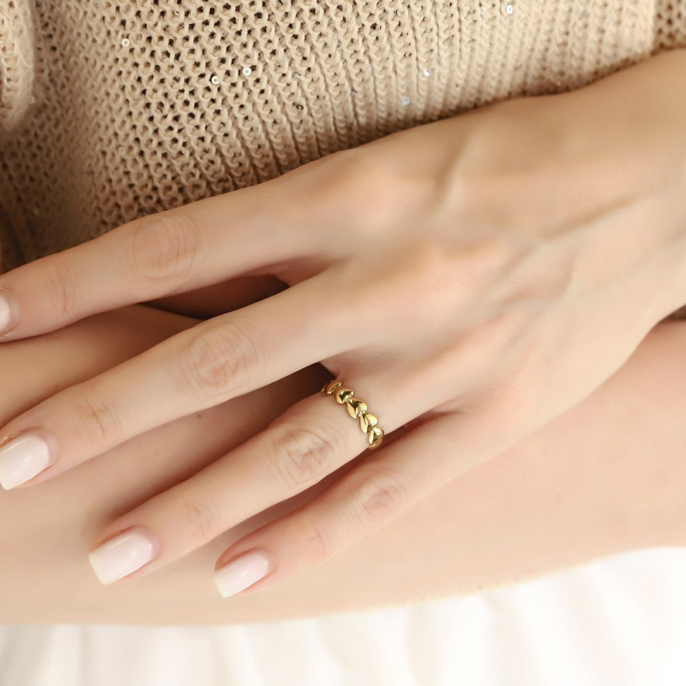 MRSS27 STAINLESS STEEL ADJUSTABLE HEART OPEN RING