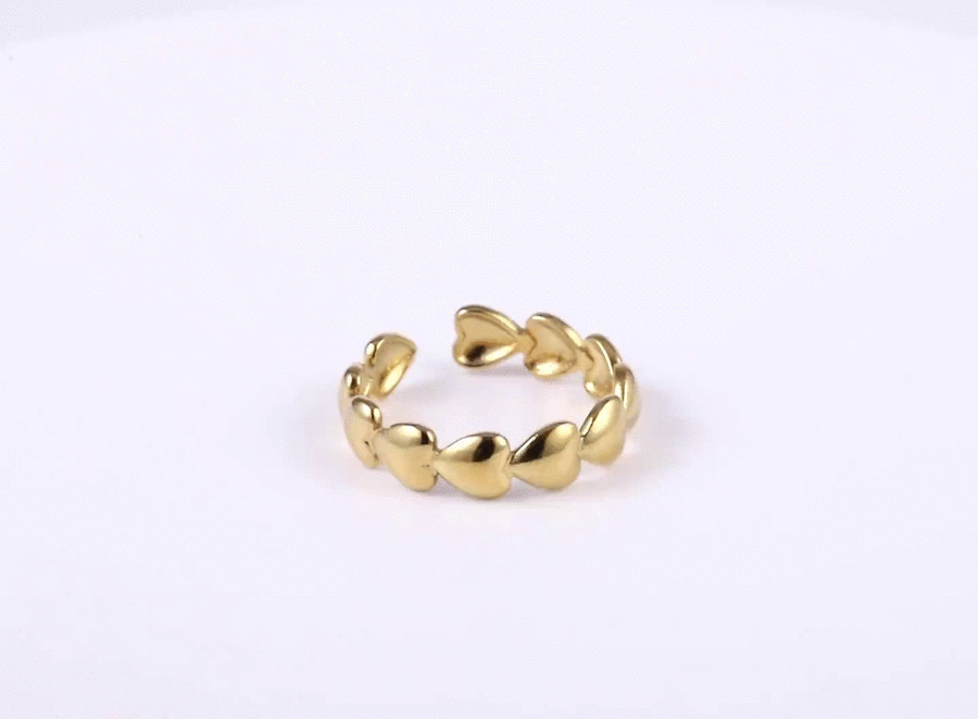 MRSS27 STAINLESS STEEL ADJUSTABLE HEART OPEN RING