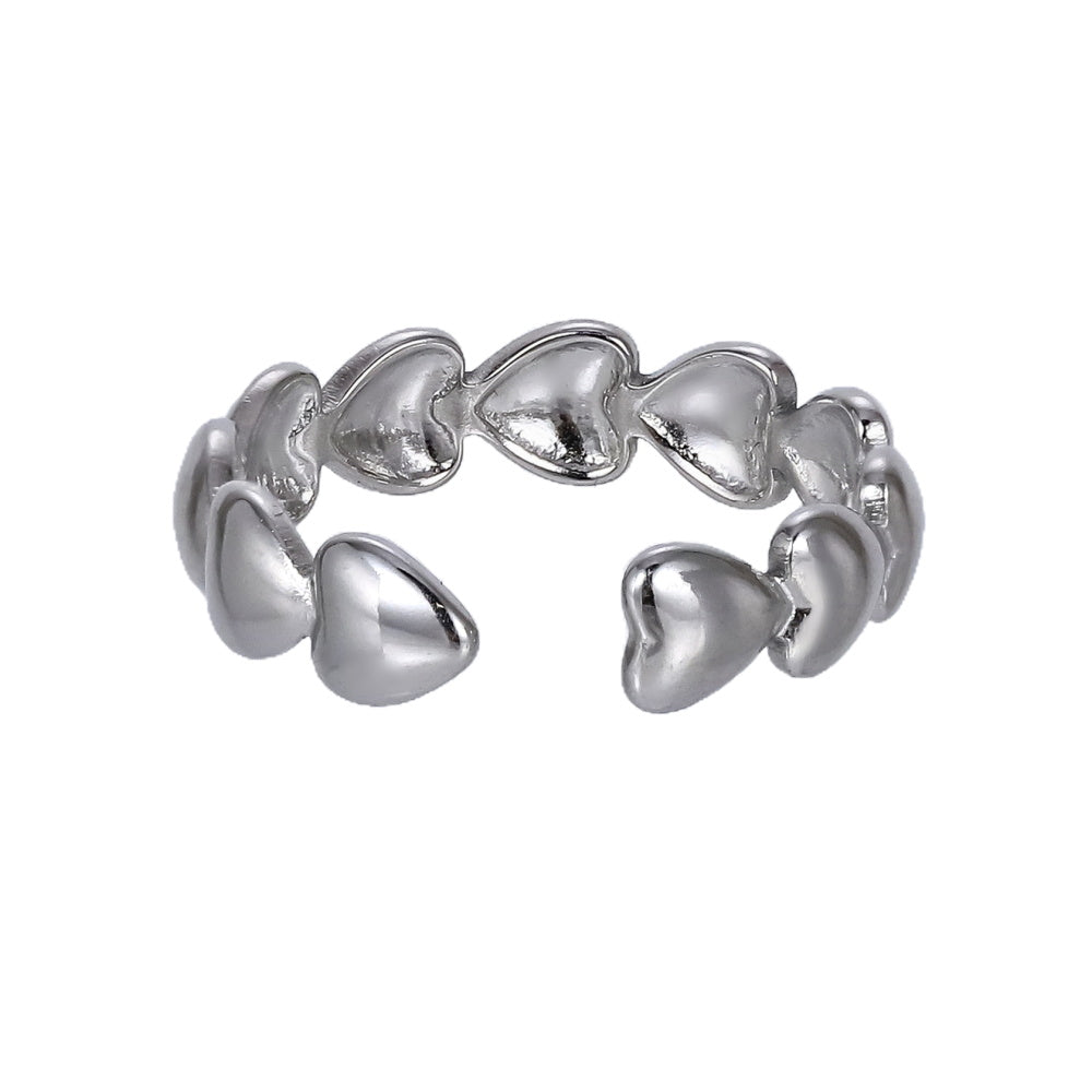 MRSS27 STAINLESS STEEL ADJUSTABLE HEART OPEN RING
