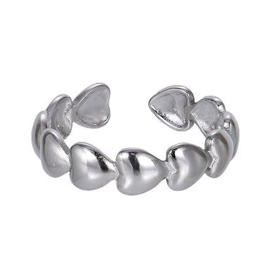 MRSS27 STAINLESS STEEL ADJUSTABLE HEART OPEN RING