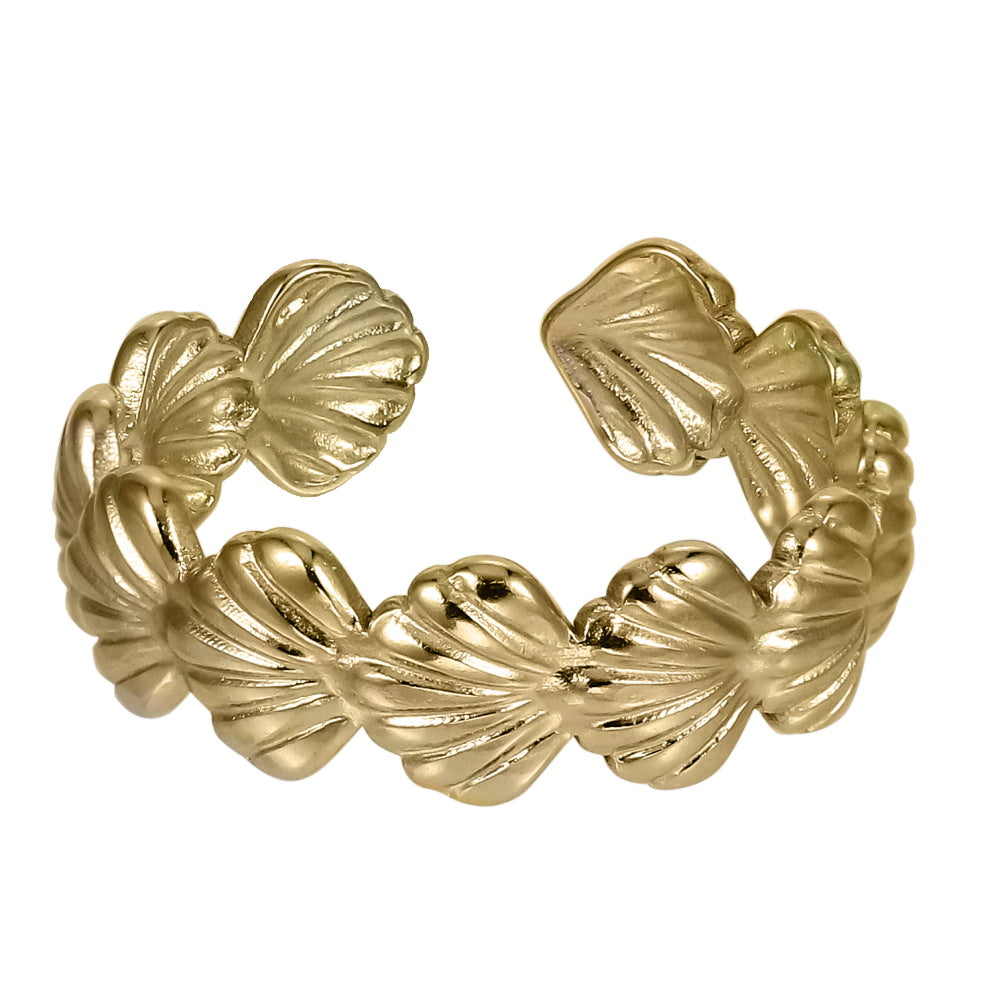 MRSS29 STAINLESS STEEL ADJUSTABLE  SHELL OPEN RING