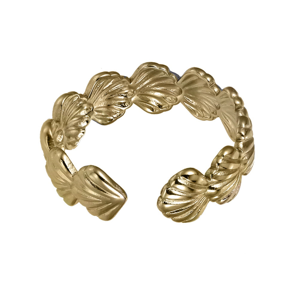 MRSS29 STAINLESS STEEL ADJUSTABLE  SHELL OPEN RING