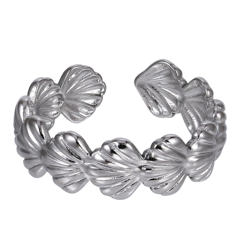 MRSS29 STAINLESS STEEL ADJUSTABLE  SHELL OPEN RING