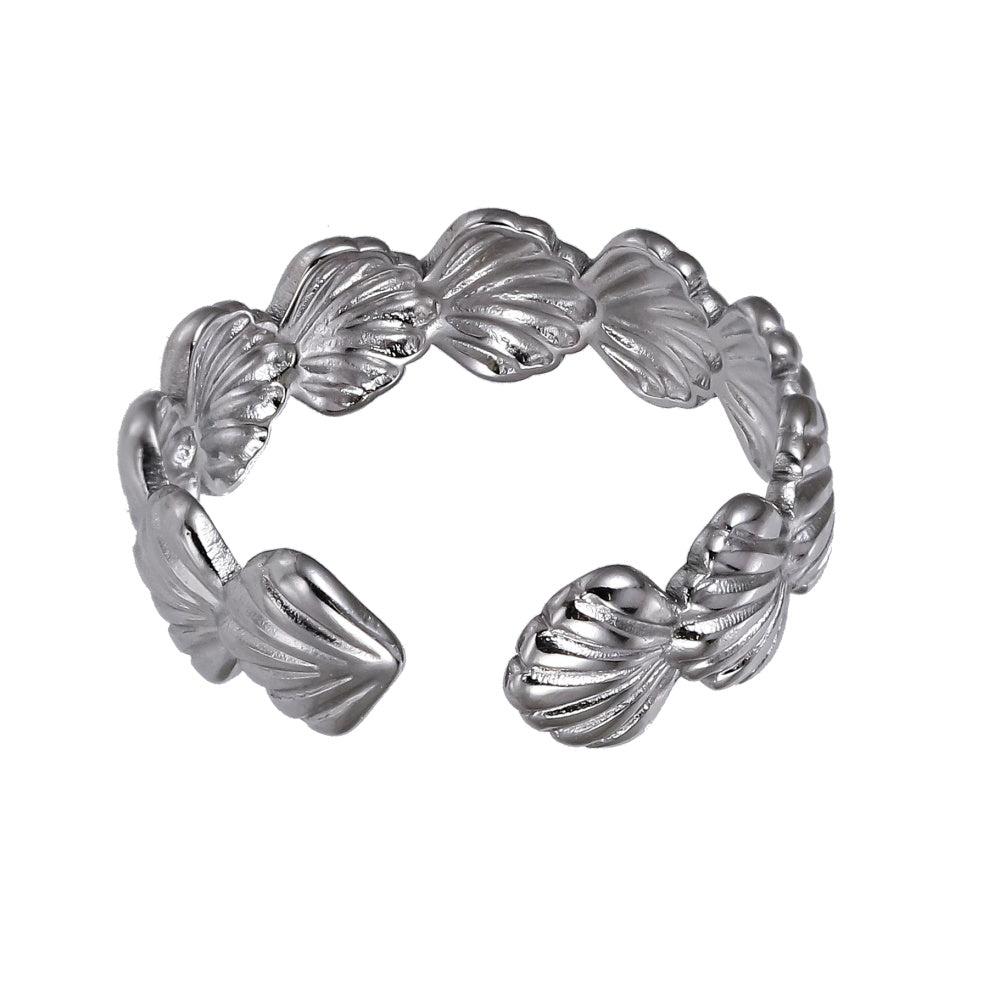 MRSS29 STAINLESS STEEL ADJUSTABLE  SHELL OPEN RING