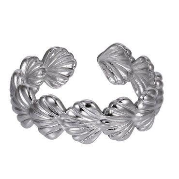 MRSS29 STAINLESS STEEL ADJUSTABLE  SHELL OPEN RING