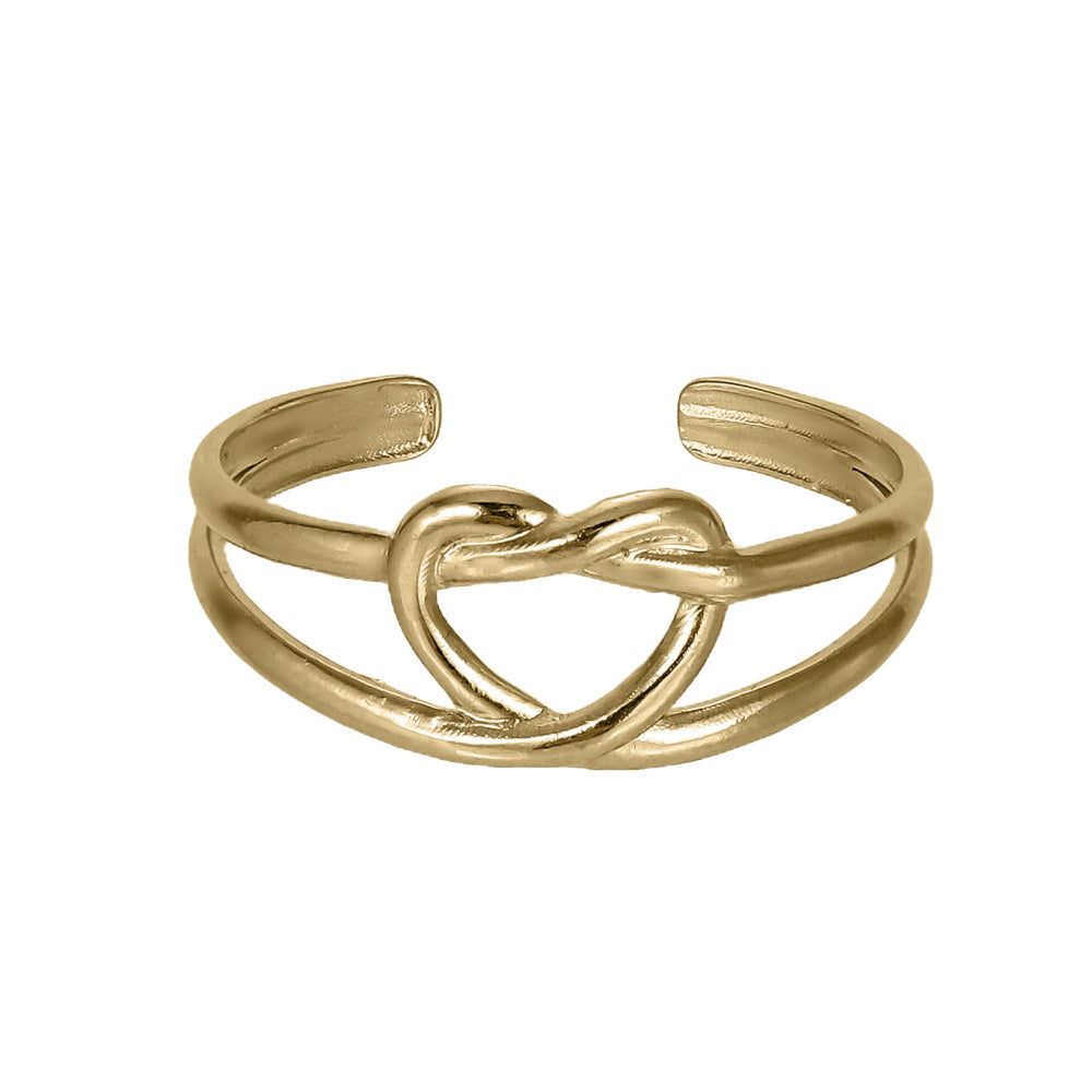 MRSS32 STAINLESS STEEL ADJUSTABLE HEART KNOT OPEN RING