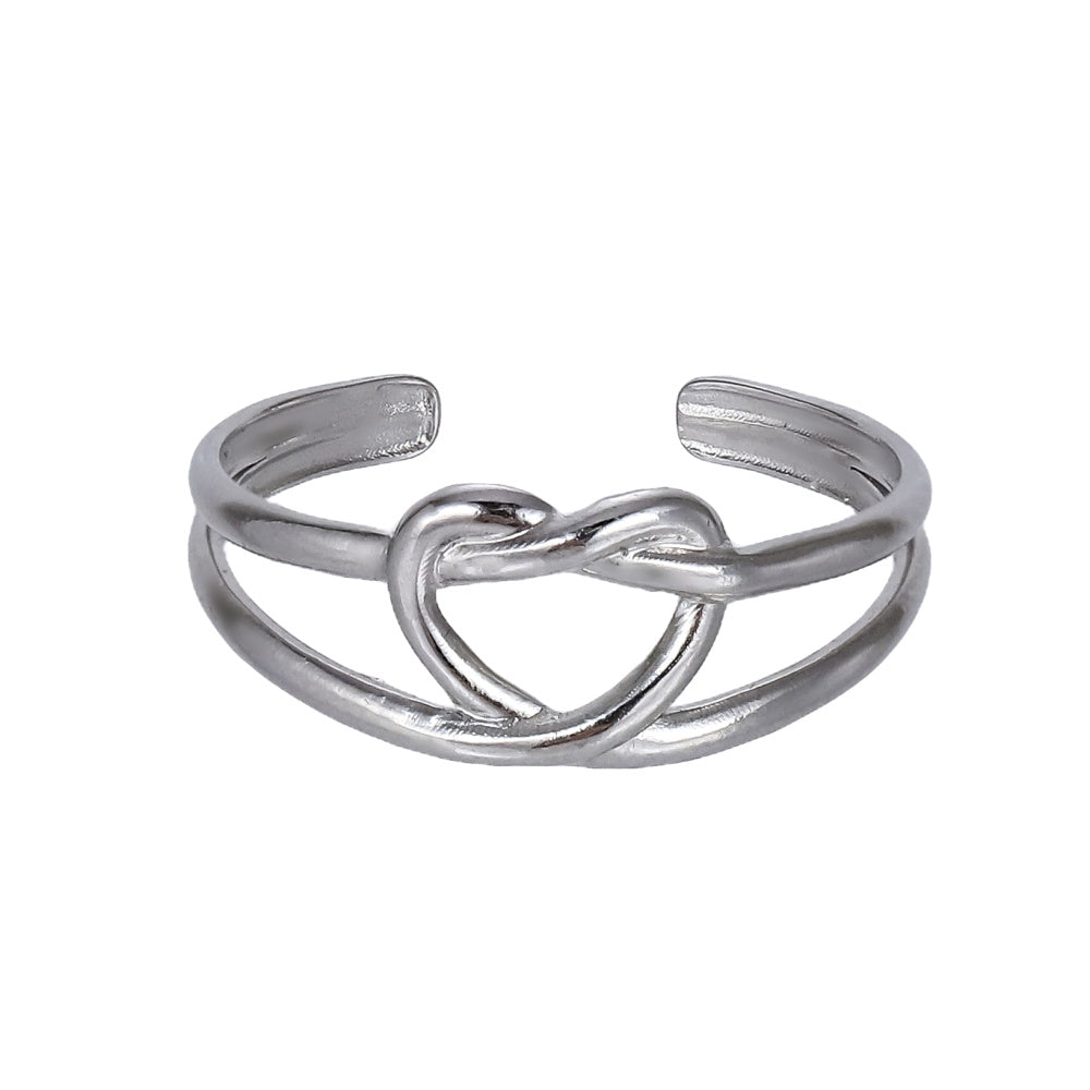 MRSS32 STAINLESS STEEL ADJUSTABLE HEART KNOT OPEN RING